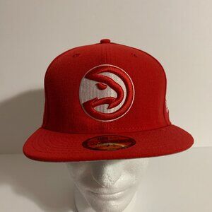 New Era 59Fifty Fitted Hat NBA Atlanta Hawks Red White Baseball Cap 7 3/8